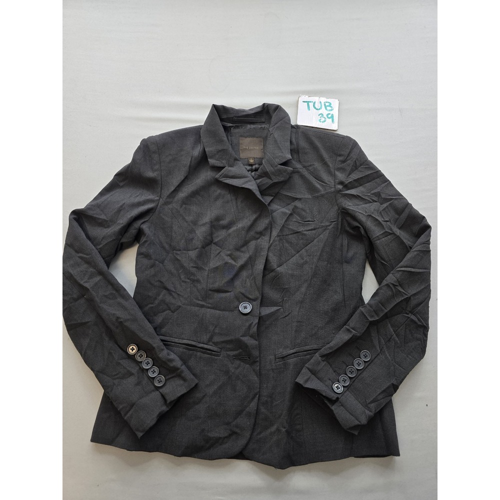 The Limited Womens Charcoal Gray Single Button Tailored Blazer Jacket Size 4